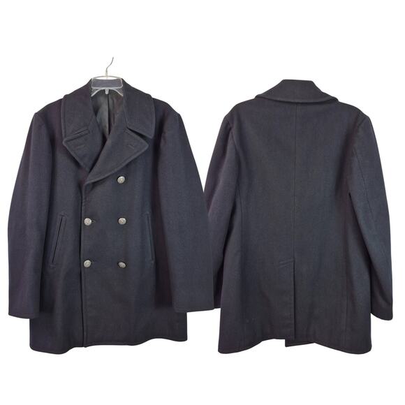 Viking Military Black Wool Double Breasted Enlisted Men's Vintage 1968 Overcoat - Picture 1 of 6